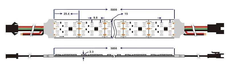 Led dây WS2811.SM16703.UCS1903 2835 RGB 24V 108leds 