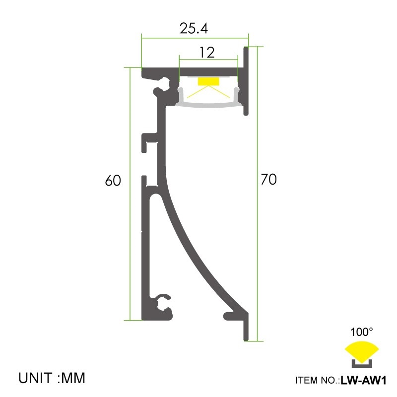 Led thanh nhôm chân tường 2570 12 Led thanh nhôm chân tường 2570