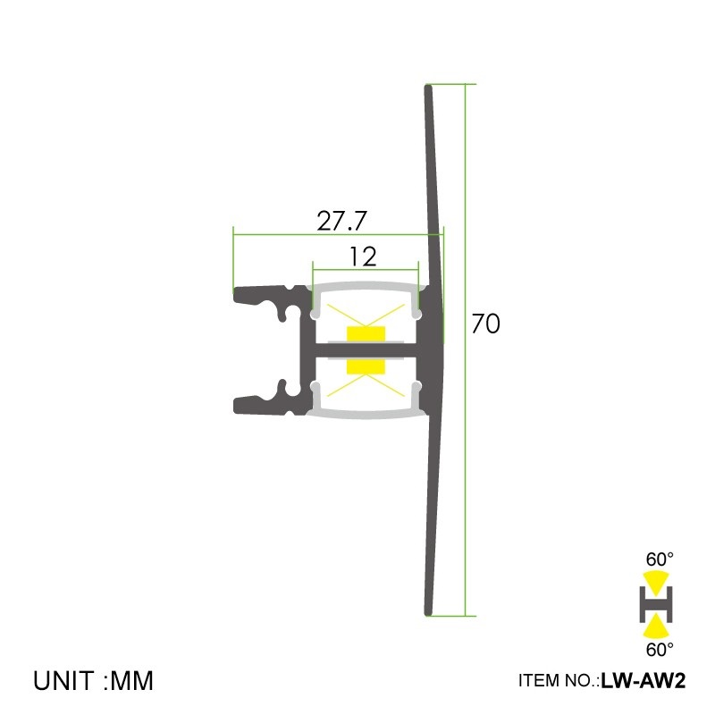 Led thanh nhôm t2570 2 cạnh