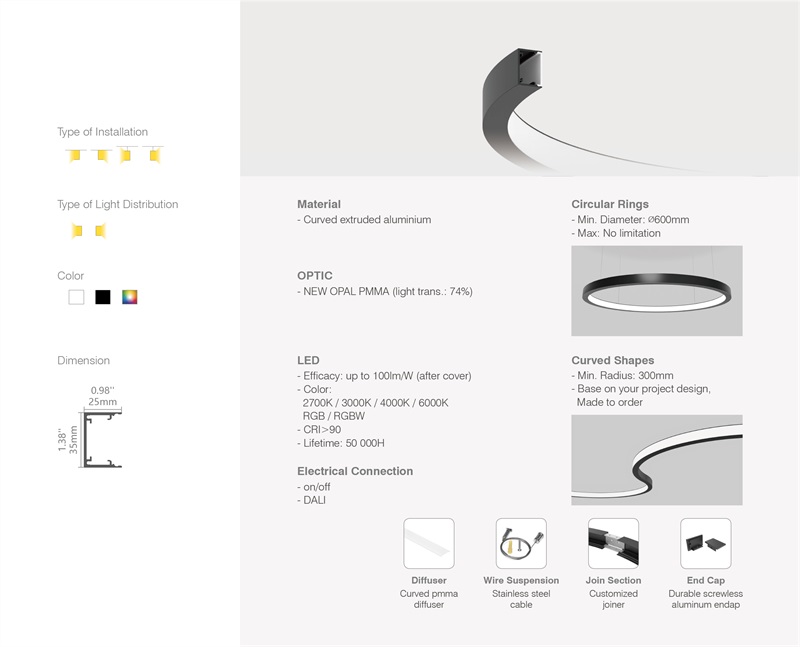 Led thanh nhôm uốn cong u3525