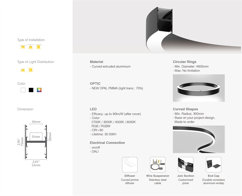 Led thanh nhôm uốn cong u5075