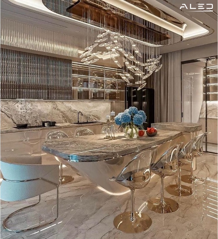 Thiết kế chiếu sáng biệt thự 5 Thiết kế chiếu sáng phòng bếp biệt thự