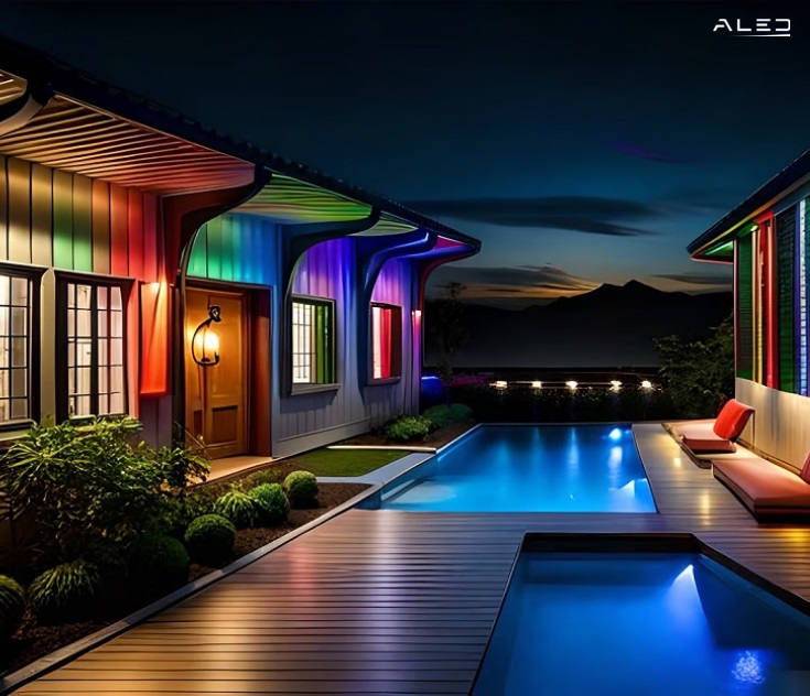 Ánh sáng đầy màu sắc nổi bật kiến trúc