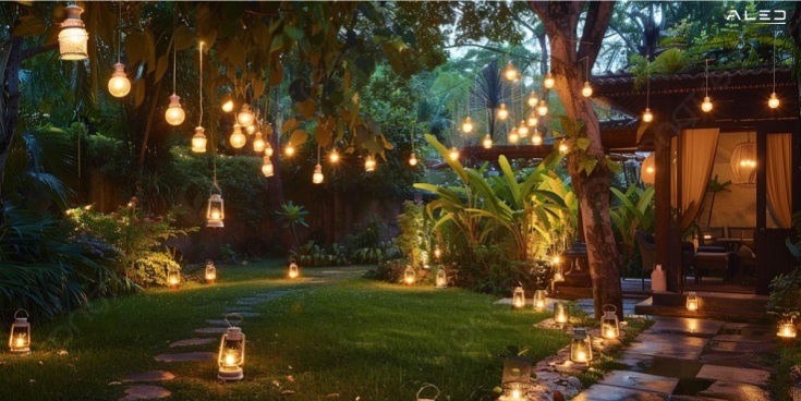 Chiếu sáng cảnh quan yên bình bằng ánh nến