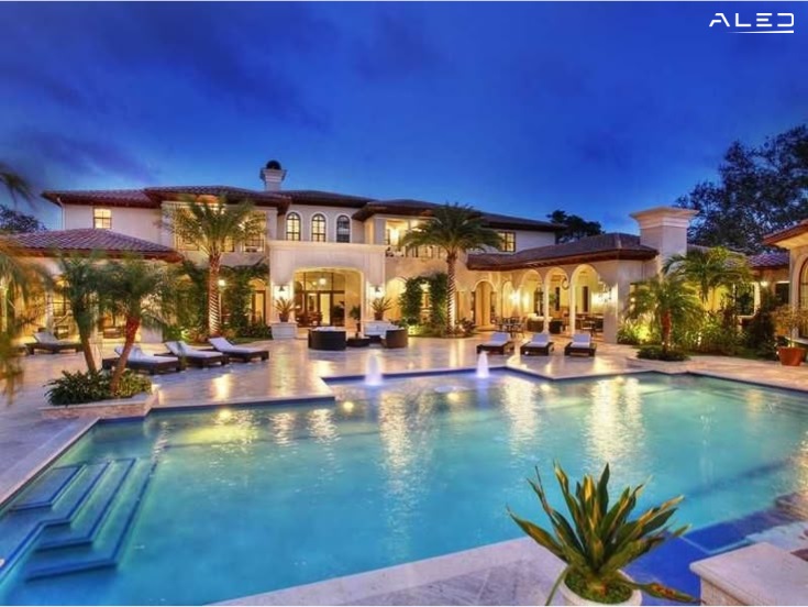 Chiếu sáng đất bên hồ bơi