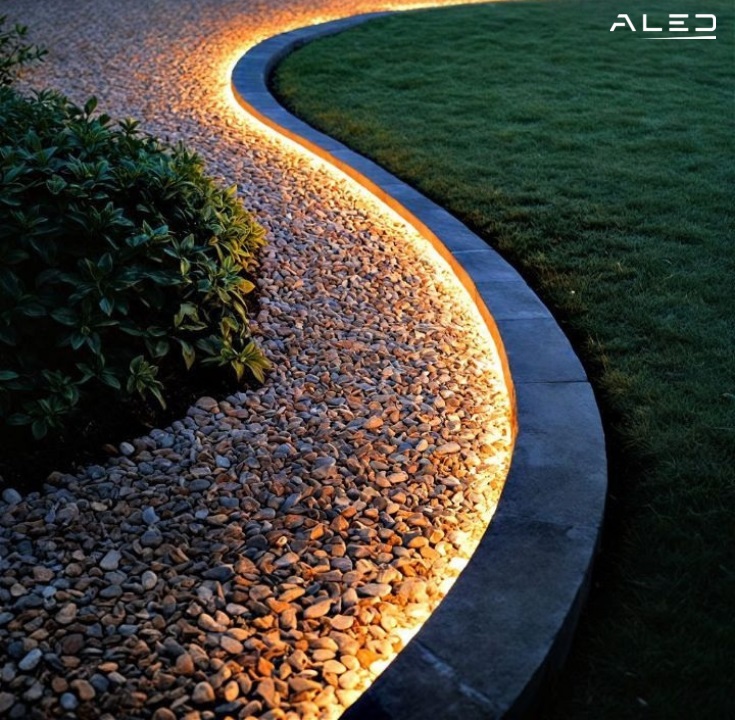 Chiếu sáng cảnh quan bằng hiệu ứng ánh sáng cầu thang ẩn