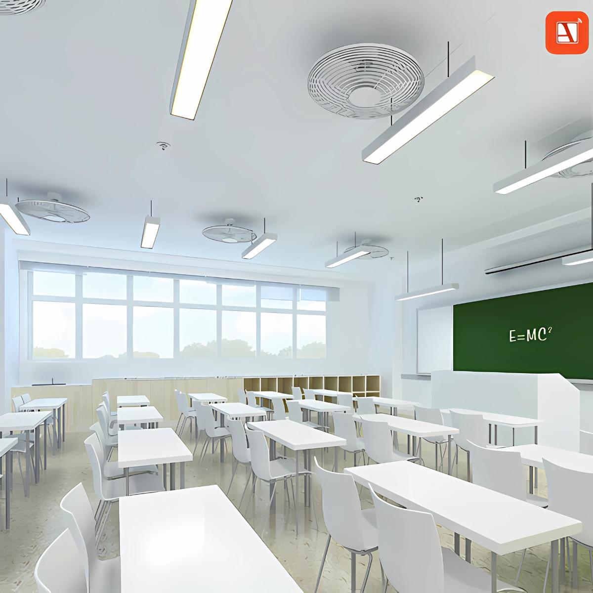 Thiết Kế Chiếu Sáng Lớp Học: Bí Quyết Tạo Nên Môi Trường Học Tập Hiệu Quả 3 Thiết kế lớp học với ánh sáng tự nhiên và đèn LED