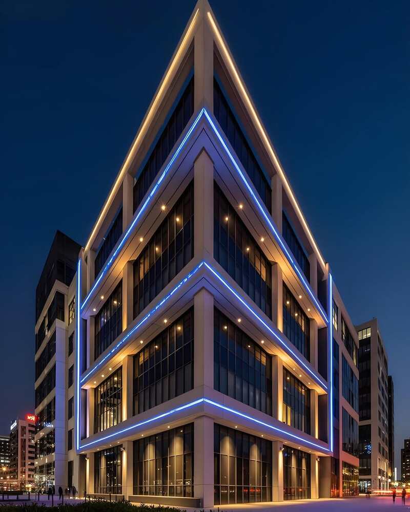 Thi công đèn LED tòa nhà