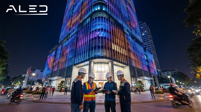 ALED - Đơn vị thiết kế và thi công ánh sáng mặt dựng hàng đầu