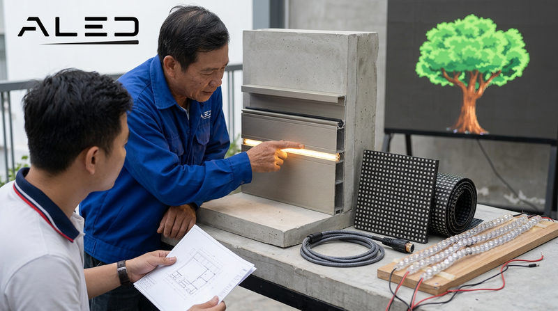 Các giải pháp và loại đèn LED thi công mặt tiền phổ biến 2026