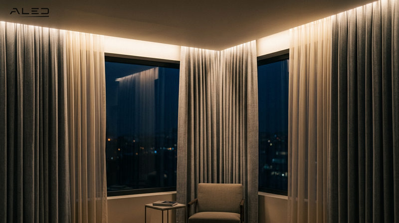 Cách 2: Tạo hiệu ứng thác ánh sáng với đèn hắt khe rèm