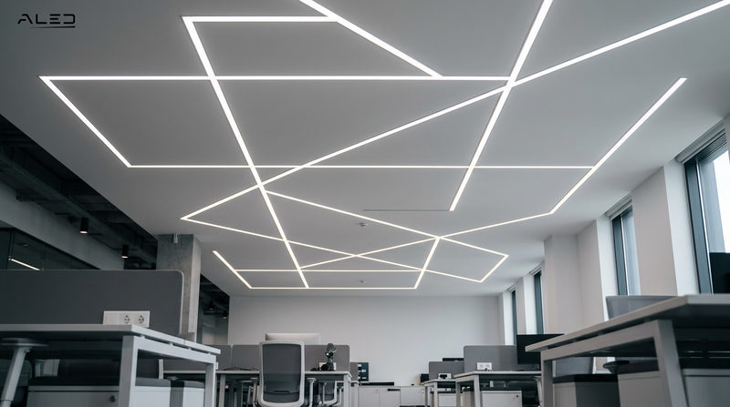 Cách 3: Bố trí led khe hắt trần theo các đường line hình học