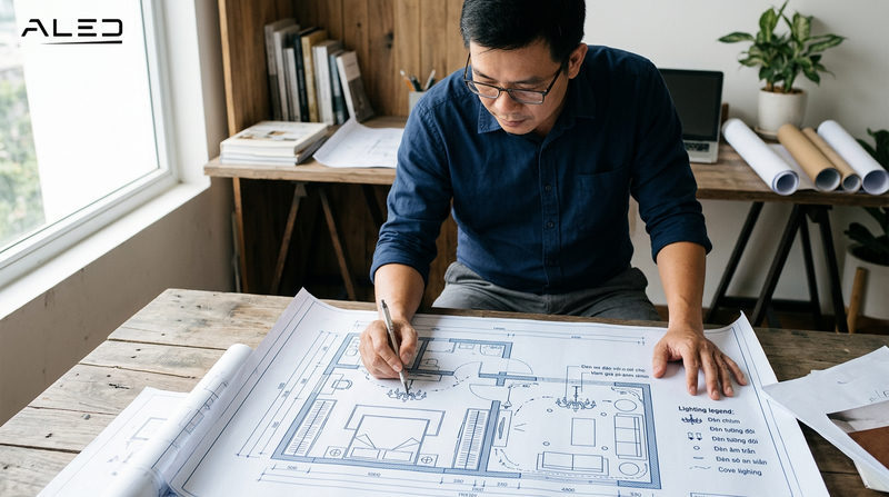 Cách bố trí ánh sáng nội thất biệt thự tân cổ điển hài hòa