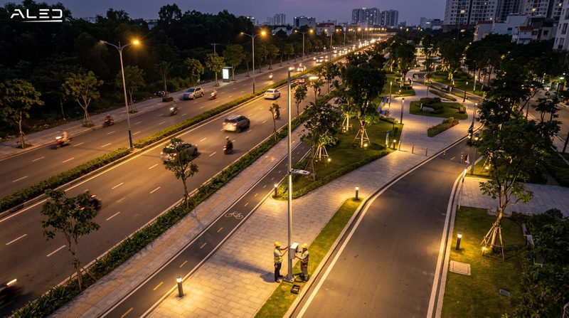 Quản lý và vận hành thi công đèn chiếu sáng ngoài trời, công cộng