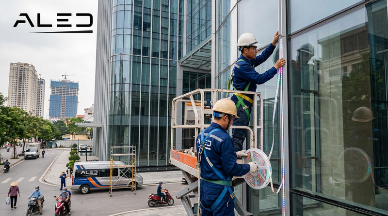 Quy trình thi công lắp đặt đèn chiếu sáng chuyên nghiệp tại ALED