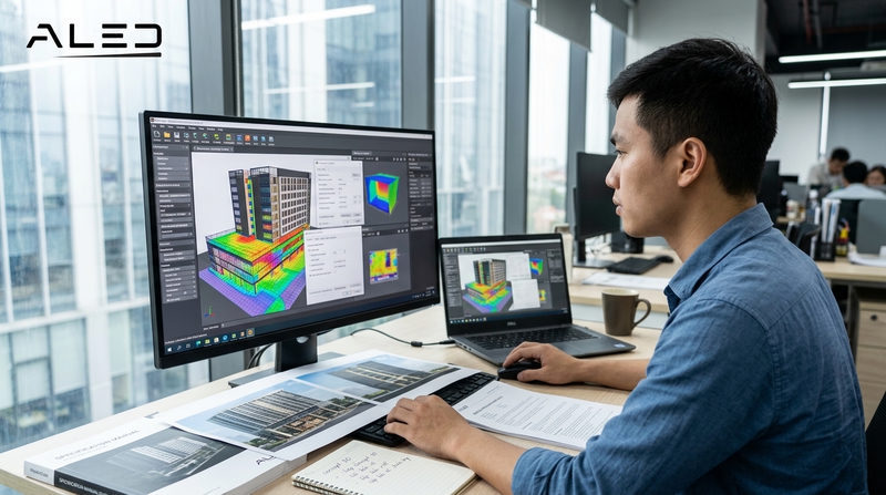 Quy trình và báo giá thiết kế chiếu sáng mặt dựng chuyên nghiệp