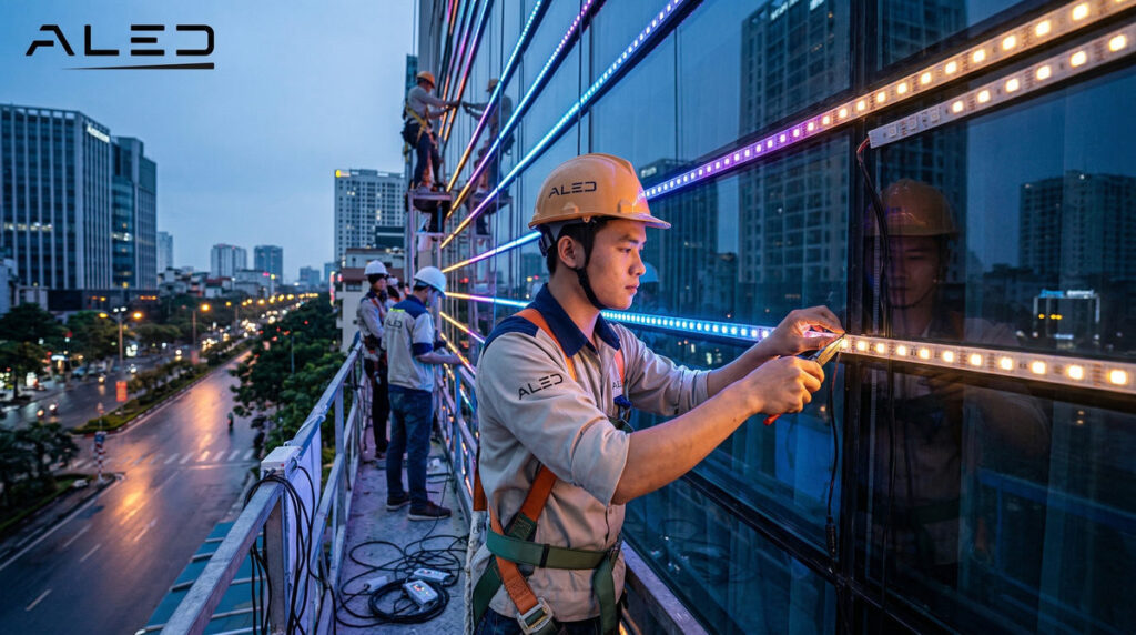 thi công led mặt tiền