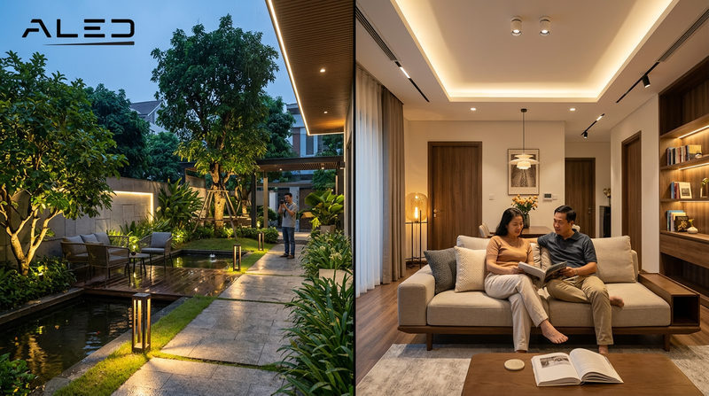 Phân biệt thiết kế chiếu sáng nội thất và chiếu sáng ngoại thất, cảnh quan