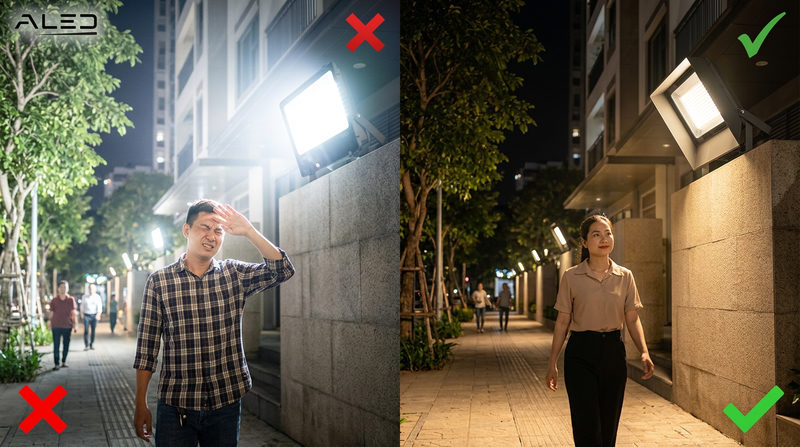 Nguyên tắc chống chói lóa và lựa chọn màu sắc ánh sáng cảnh quan