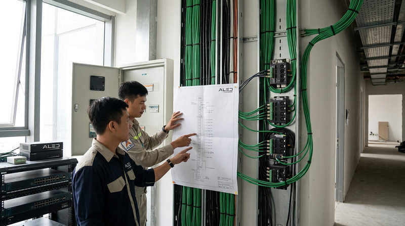 Sơ đồ kết nối DMX Splitter chi tiết cho tòa nhà cao tầng