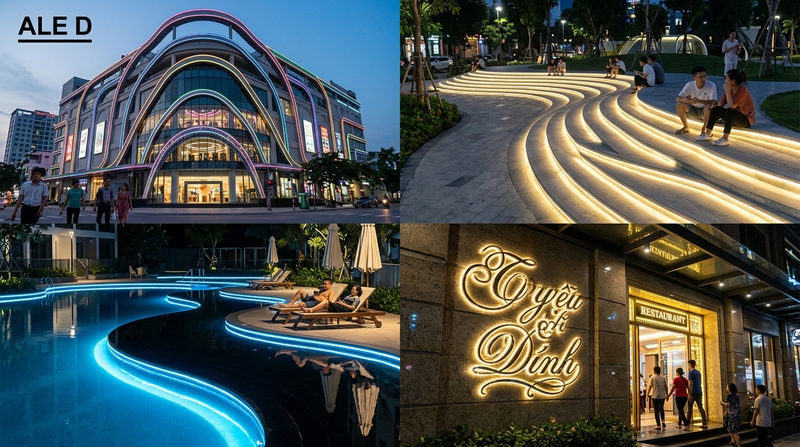 Thư Viện Hình Ảnh Thực Tế: Ứng Dụng LED Neon Trang Trí Kiến Trúc