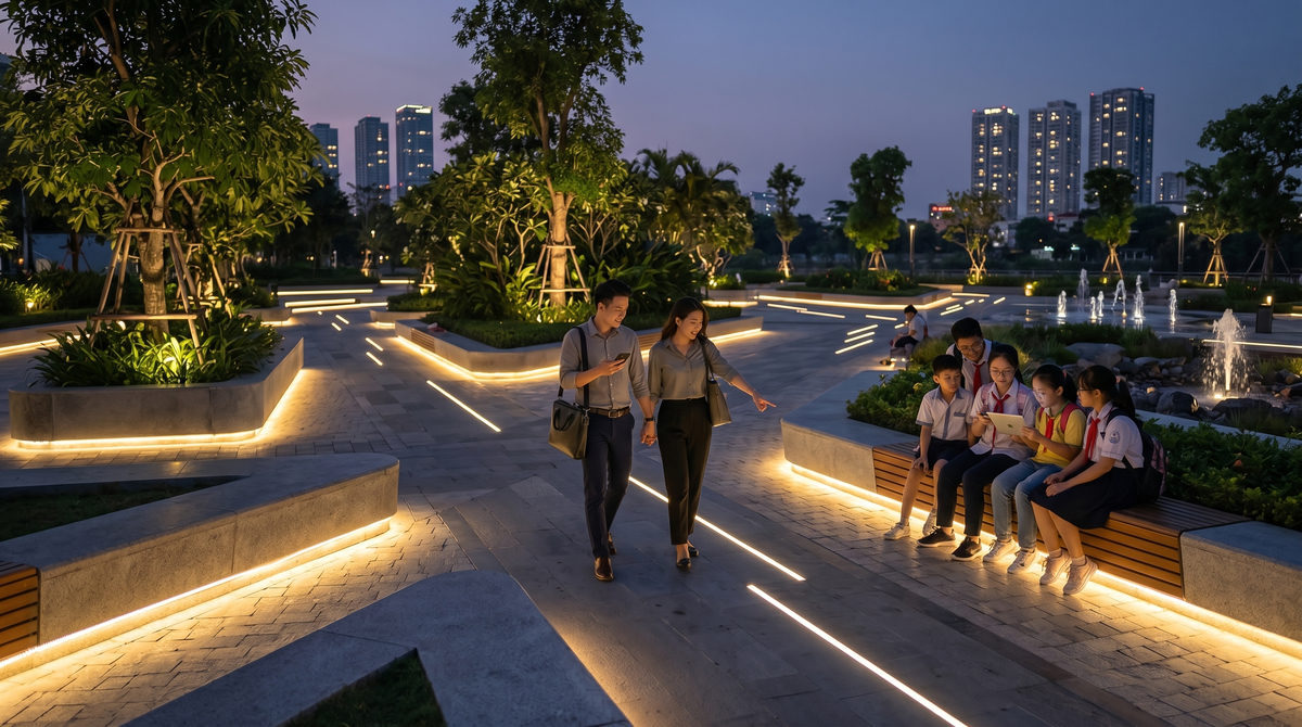 Chiếu sáng cảnh quan, chiếu sáng sân vườn, chiếu sáng lối đi,chiếu sáng công viên